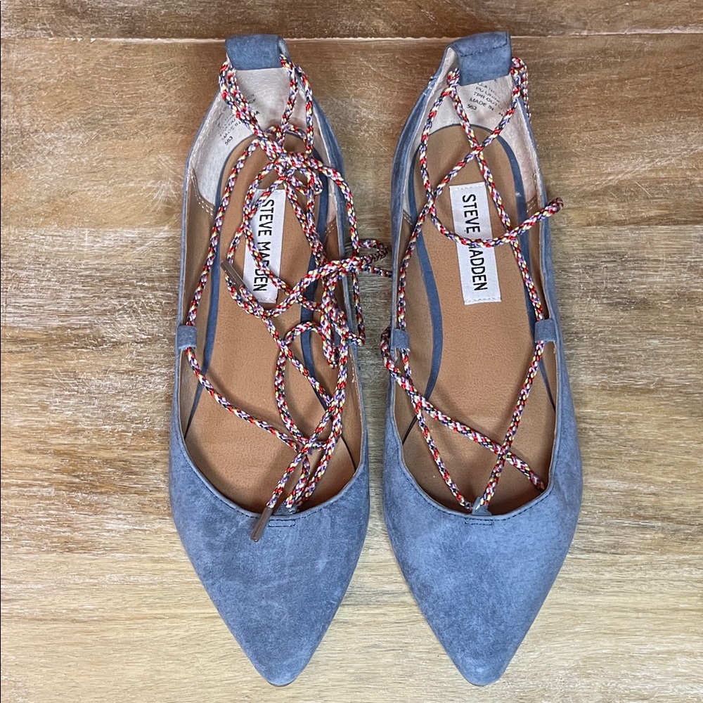Steve Madden Gray Lace-Up Flats
